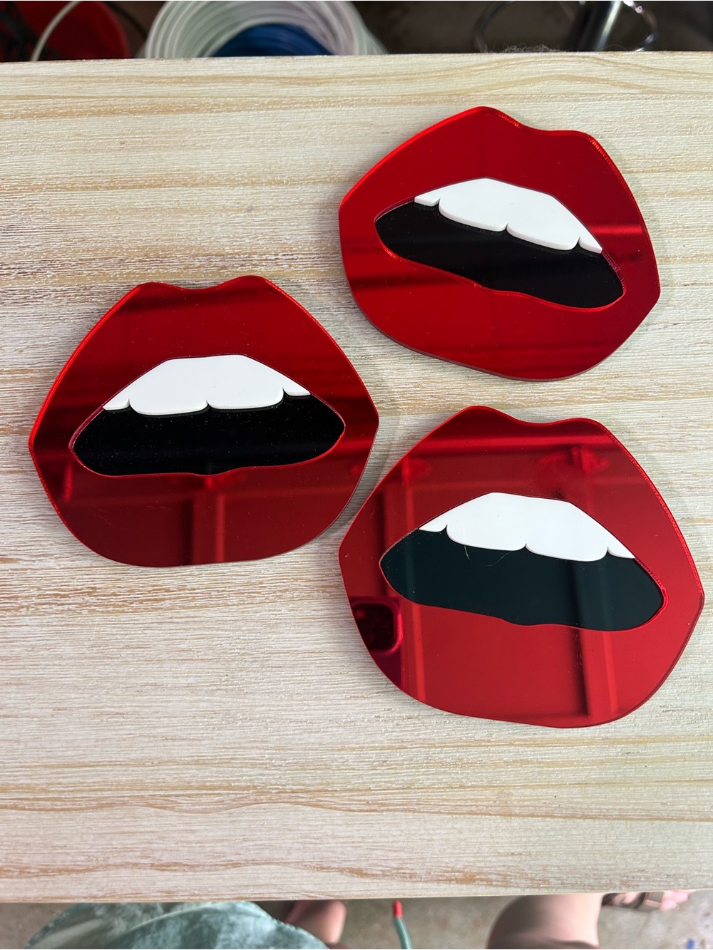 Red Lip Mirror Wall Art Accent - Brand